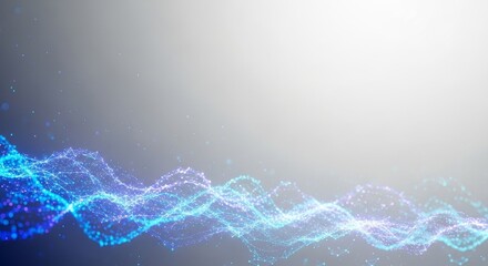 Abstract Digital Wave Background with Glowing Particles and Network Connections