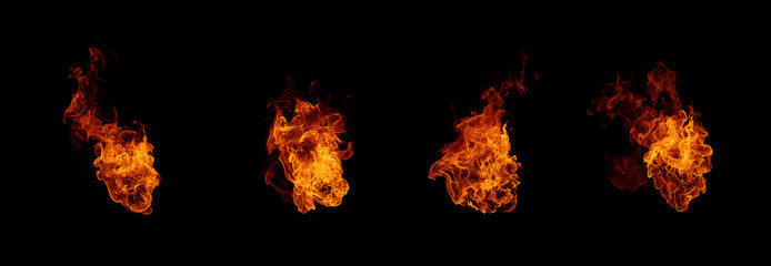 Realistic fire explosion sequence isolated on black background. Perfect for VFX, motion graphics,...