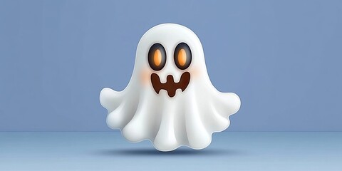 Obraz premium Adorable Cartoon Ghost with a Cute Face, Perfect for Halloween Decoration and Spooky Fun Activities