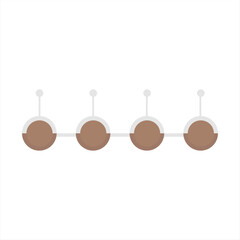 Minimal infographic with connected circles and vertical lines, representing a timeline or process flow in a clean flat style.