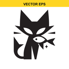 Obraz premium Vector art of elegant black cat sitting vector illustration