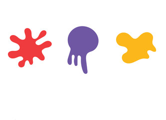 Color paint splashes icon. Ink splatter spot, Smudge flat patch, brush splotch. isolated on white background. Vector eps 10   