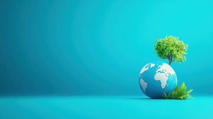 Global Globe Earth Globe with environmental themes, such as forests and oceans, highlighting ecological issues and sustainability