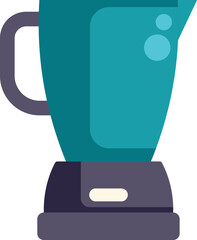 Turquoise electric blender standing on kitchen tabletop, kitchen appliance for making smoothies and milkshakes