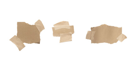 Set of adhesive brown tape isolated on white background.