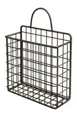 Grid-pattern wire newspaper holder, perfect for a vintage-style home office.