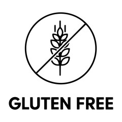 Vector gluten free symbol with a crossed out wheat stalk inside of a circle icon