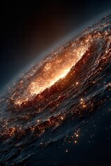 Gigantic Spiral Galaxy with a Blazing Orange Core  - made with Generative AI