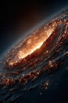 Gigantic Spiral Galaxy with a Blazing Orange Core  - made with Generative AI