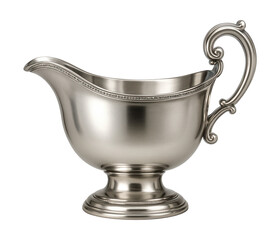 A silver-plated gravy boat, enhancing elegance in formal dining.
