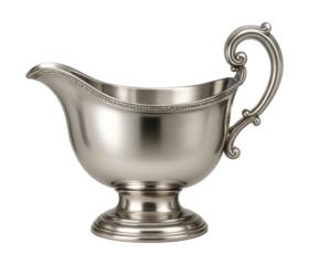A silver-plated gravy boat, enhancing elegance in formal dining.