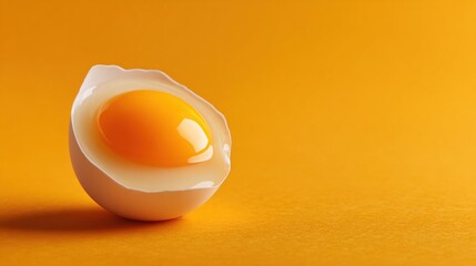 Soft blurred background with warm tones, close-up of shining egg yolk in elegant light, luxury nutrition concept with minimalist copy space.