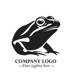 Head of Frog Logo Symbol Black on White Background in Modern Minimalist Vector Design for Branding