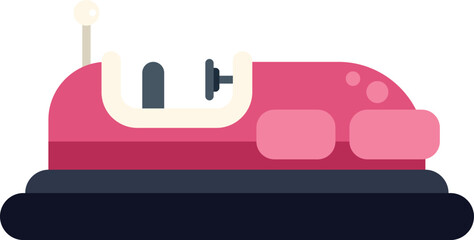 Minimalist vector illustration of a pink bumper car, representing concepts like amusement parks, childhood, and fun