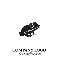 Head of Frog Logo Symbol Black on White Background in Modern Minimalist Vector Design for Branding