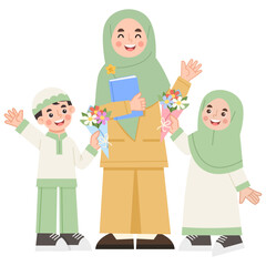 Illustration of students with teacher. Teacher's day illustration