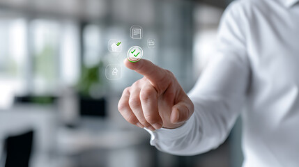 Digital interaction demonstration modern office technology showcase collaborative environment user focus efficiency concept