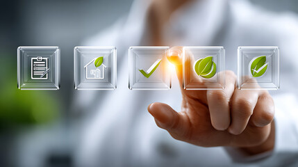 Digital interaction for sustainability office environment infographic engaging viewpoint eco-friendly concept