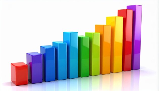 Colorful 3D bar graph with wave-like height variation.