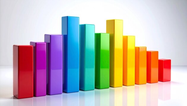 Colorful 3D bar graph with wave-like height variation.