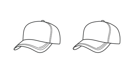 Hand drawn sketch of two baseball caps side by side capturing classic headwear style silhouette