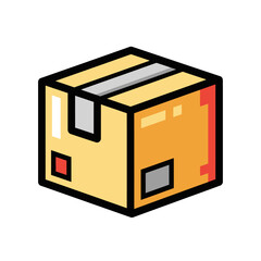 Simple Isometric Cardboard Box Icon for Shipping and Delivery.