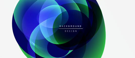 Abstract fluid shapes overlap, creating vibrant blue, green gradients. Modern design element for backgrounds, presentations.