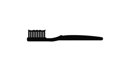 Simple black toothbrush silhouette isolated on for oral hygiene and dental care concepts silhouette