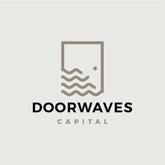 door water wave beach hotel logo vector icon illustration