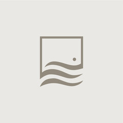 door water wave beach hotel logo vector icon illustration