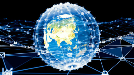地球とグローバルネットワークのコンセプトイメージ