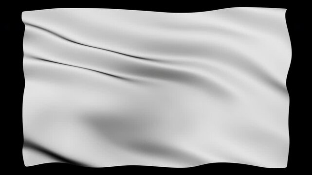 mockup blank white flag cloth wave wind blow fabric 3d animation loop seamless 4k transparent background cutout