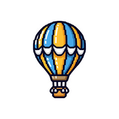 Naklejka premium Pixel Art Hot Air Balloon Illustration.