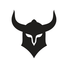 Modern Flat Viking Helmet Symbol with Refined Monochrome CompositionModern Flat Viking Helmet Symbol with Refined Monochrome Composition