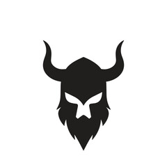 Half Viking Helmet and Half Human Face Logo with Bold Symmetry
