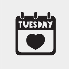 Calendar with Heart Mark. Vector silhouette design. Simple illustration for Giving Tuesday event.