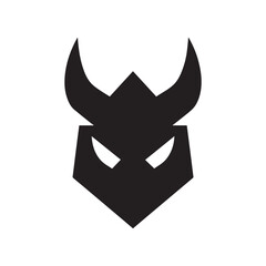 Viking Helmet Logo Combined with Raven Symbol of Wisdom and Death