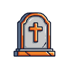 Obraz premium Tombstone illustration with a cross symbol, a memorial for the deceased.