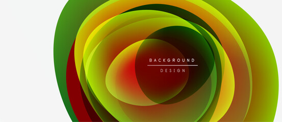 Obraz premium Abstract colorful layers create dynamic circular design. Vibrant gradients blend, forming modern visual element. Smooth transitions, appealing composition.