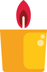 Small aromatic candle burning, providing light and a relaxing atmosphere