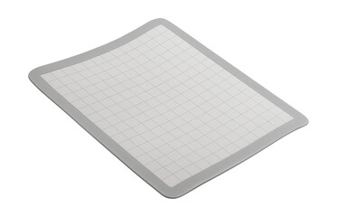 Grid-pattern silicone baking mat, ideal for rolling pastry dough in compact spaces.