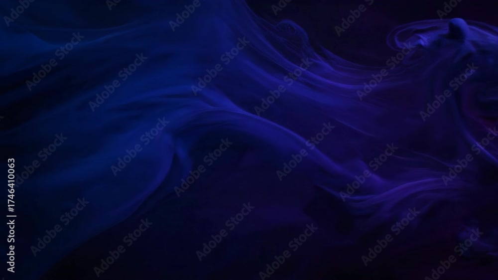 Wall mural dark mysterious currents of deep blue and purple flow and intertwine, creating a seamlessly looping 