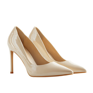 Cream patent leather high heels png