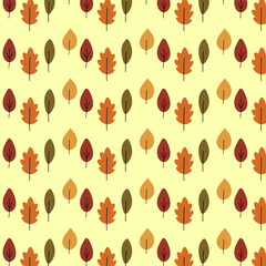 Seamless autumn leaves pattern in warm tones