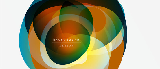 Fototapeta premium Abstract circular design. Overlapping colorful layers create dynamic visual effect. Modern background element for projects.