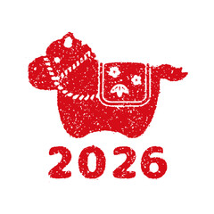 2026 new year greeting stamp illustration | year of horse
