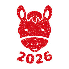 2026 new year greeting stamp illustration | year of horse