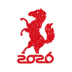 2026 new year greeting stamp illustration | year of horse