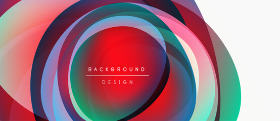 Obraz premium Abstract colorful circles overlap. Vibrant hues blend, creating dynamic visual effect. Modern design element for backgrounds.