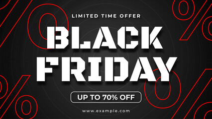 Obraz premium Online Shopping Black Friday Discount Banner for Web and Mobile Advertising Campaigns. Clean digital Black Friday banner designed for online shopping platforms and app promotions with modern visuals.
